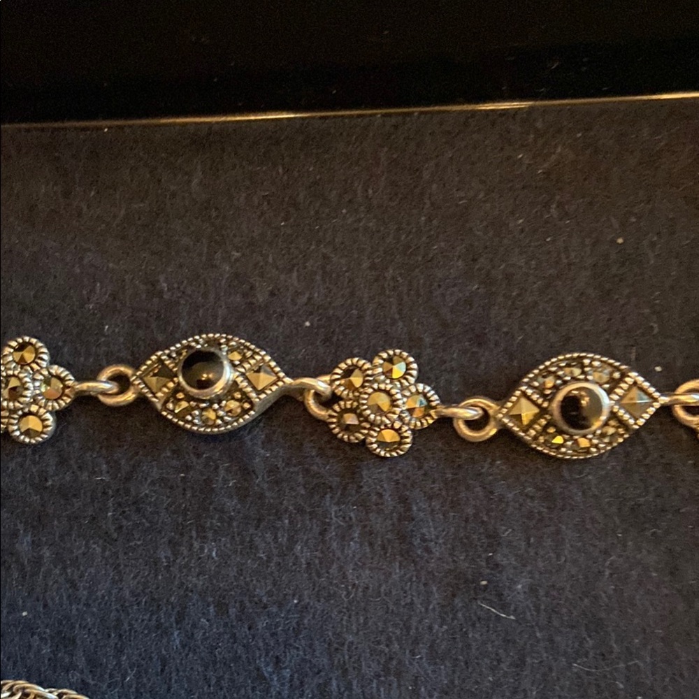 Source Unknown Sterling Silver Marcasite Jewelry … - image 3